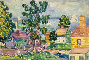 New England Coastal Village by Maurice Prendergast Oil Painting