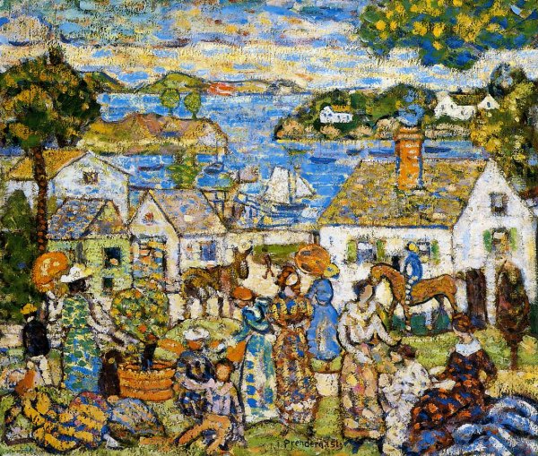 Main Product Photo of New England Harbor Painting by Maurice Brazil Prendergast