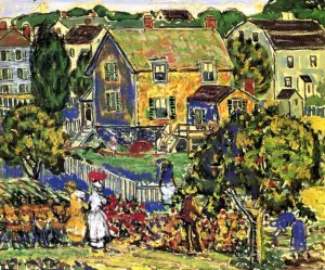 New England Village by Maurice Brazil Prendergast - Oil Painting Reproduction
