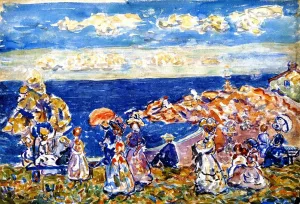 On the Beach by Maurice Brazil Prendergast - Oil Painting Reproduction