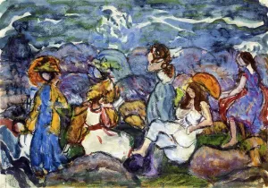 On the Rocks, North Shore by Maurice Brazil Prendergast - Oil Painting Reproduction