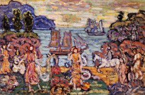 On the Shore by Maurice Brazil Prendergast Oil Painting