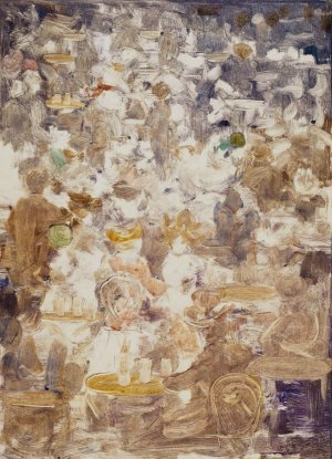 Outdoor Cafe Scene by Maurice Prendergast Oil Painting