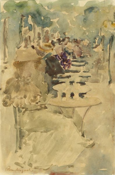 Outdoor Cafe  by Maurice Prendergast - Hand-Painted Oil Painting Reproduction