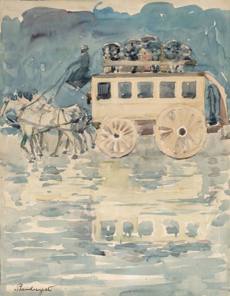 Parisian Omnibus  by Maurice Prendergast - Hand-Painted Oil Painting Reproduction