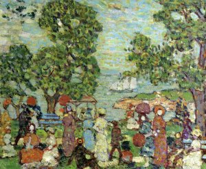 Park Scene Near Bay by Maurice Brazil Prendergast Oil Painting