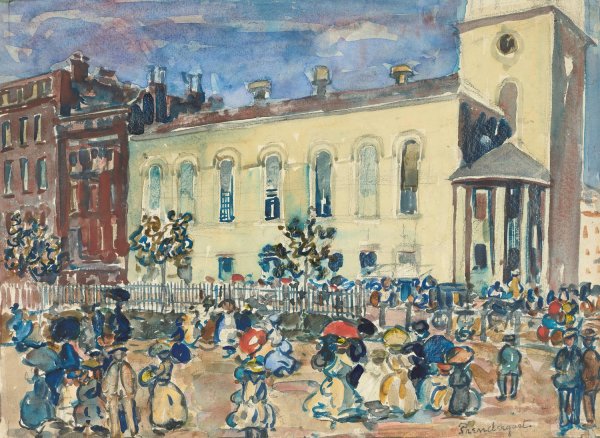 Park Street Church, Boston  by Maurice Prendergast - Hand-Painted Oil Painting Reproduction