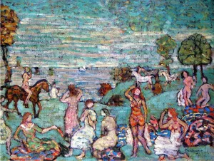 Picnic by the Sea by Maurice Brazil Prendergast - Oil Painting Reproduction