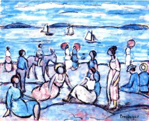 Playing at Salem, Massachusetts Oil painting by Maurice Brazil Prendergast