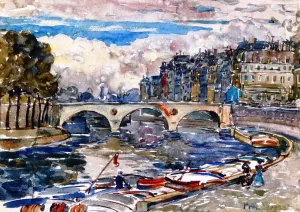 Pont Marie by Maurice Brazil Prendergast - Oil Painting Reproduction