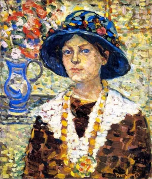 Portrait of a Girl with Flowers by Maurice Brazil Prendergast Oil Painting