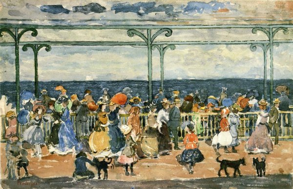 Promenade at Nantasket by Maurice Brazil Prendergast - Hand-Painted Oil Painting Reproduction