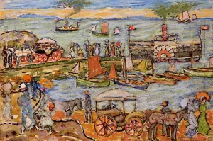 Quai, Dinard by Maurice Brazil Prendergast - Oil Painting Reproduction