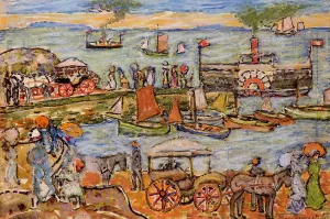 Quai, Dinard Oil painting by Maurice Brazil Prendergast