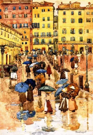 Rainy Day, Sienna also known as Campo Vittorio Emanuele, Siena by Maurice Brazil Prendergast - Oil Painting Reproduction