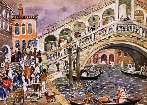 Rialto Bridge also known as The Rialto Bridge, Venice by Maurice Brazil Prendergast - Oil Painting Reproduction