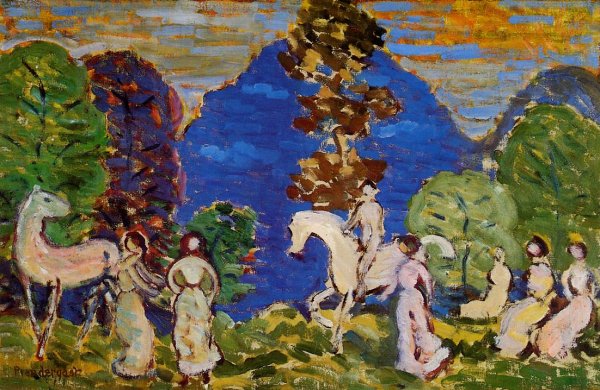 Rider against Blue Hills by Maurice Brazil Prendergast - Hand-Painted Oil Painting Reproduction