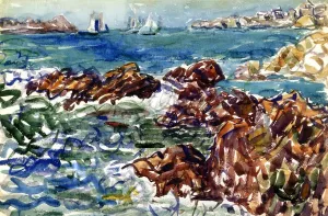 Rocky Cove with Village painting by Maurice Brazil Prendergast