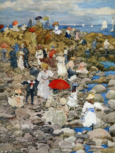Main Product Photo of Rocky Shore, Nantasket Painting by Maurice Brazil Prendergast