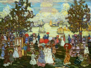 Salem Willows also known as The Promenade, Salem Harbor Oil painting by Maurice Brazil Prendergast