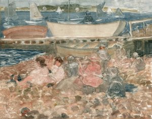 Shipyard, Children Playing Oil painting by Maurice Prendergast