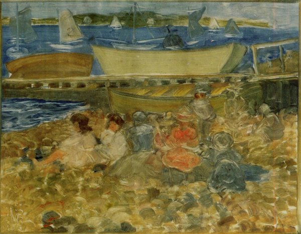 Shipyard: Children Playing by Maurice Brazil Prendergast - Hand-Painted Oil Painting Reproduction
