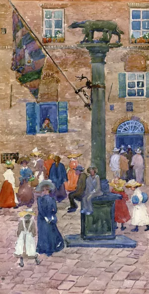 Sienna - Column of the Wolf by Maurice Brazil Prendergast Oil Painting