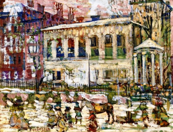 Snowy Day, Boston by Maurice Brazil Prendergast - Hand-Painted Oil Painting Reproduction