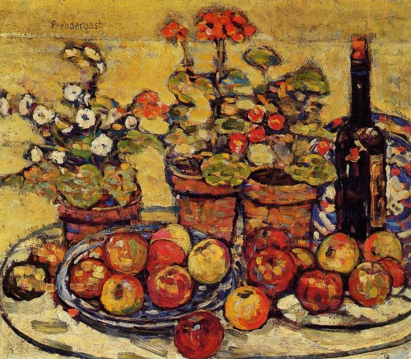 Main Product Photo of Still Life - Fruit and Flowers Painting by Maurice Brazil Prendergast