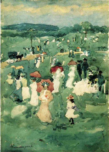 Strolling in the Park also known as In the Park by Maurice Brazil Prendergast - Hand-Painted Oil Painting Reproduction