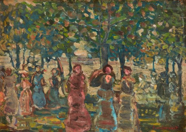 Sunday in the Park  by Maurice Prendergast - Hand-Painted Oil Painting Reproduction
