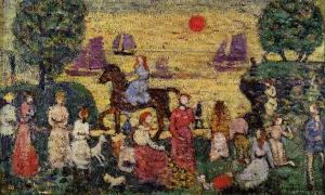 Sunset and Sea Fog by Maurice Brazil Prendergast - Oil Painting Reproduction