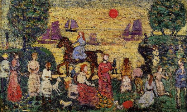 Sunset and Sea Fog by Maurice Brazil Prendergast - Hand-Painted Oil Painting Reproduction