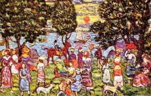 Sunset by Maurice Brazil Prendergast Oil Painting