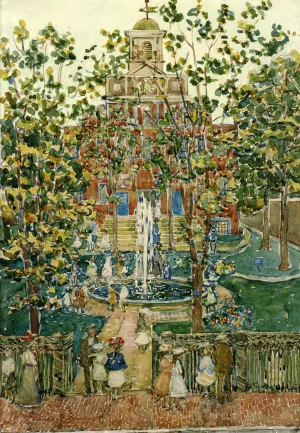 The Bartol Church also known as The Fountain by Maurice Brazil Prendergast - Oil Painting Reproduction