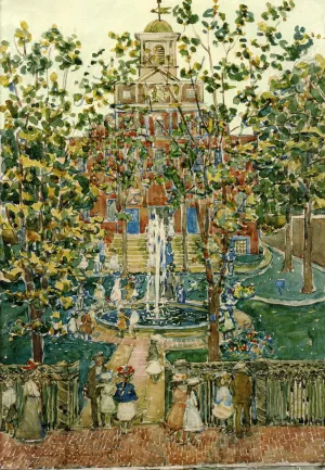 The Bartol Church also known as The Fountain Oil painting by Maurice Brazil Prendergast