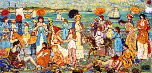 The Beach 'No. 3' Oil painting by Maurice Brazil Prendergast
