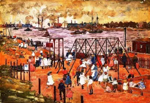 The East River by Maurice Brazil Prendergast Oil Painting