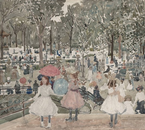 The Mall, Central Park  by Maurice Prendergast - Hand-Painted Oil Painting Reproduction