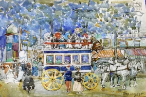 The Paris Omnibus by Maurice Brazil Prendergast - Oil Painting Reproduction