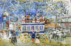 The Paris Omnibus by Maurice Brazil Prendergast Oil Painting