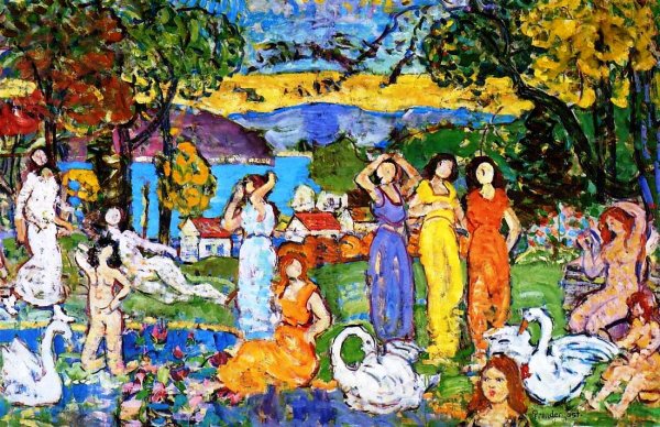 Main Product Photo of The Picnic Painting by Maurice Brazil Prendergast