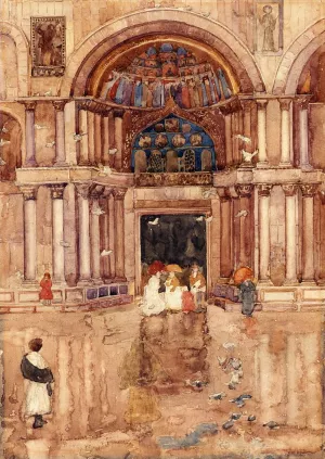 The Porch with the Old Mosaics, St. Marks, Venice by Maurice Brazil Prendergast - Oil Painting Reproduction