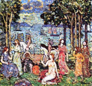 The Promenade painting by Maurice Brazil Prendergast