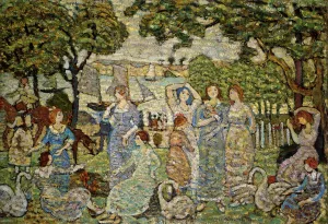 The Swans Oil painting by Maurice Brazil Prendergast