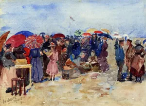 Treport Beach also known as A Very Sunny Day, Treport painting by Maurice Brazil Prendergast