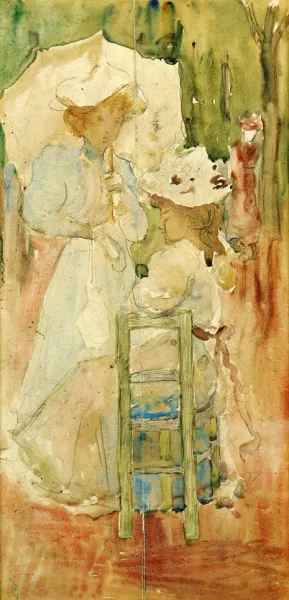 Two Women in a Park by Maurice Brazil Prendergast Oil Painting