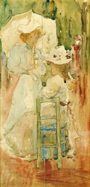 Two Women in a Park Oil painting by Maurice Brazil Prendergast
