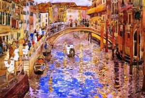 Venetian Canal Scene by Maurice Brazil Prendergast Oil Painting