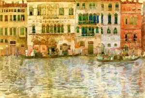 Venetian Palaces on The Grand Canal Oil Painting by Maurice Brazil Prendergast - Bestsellers